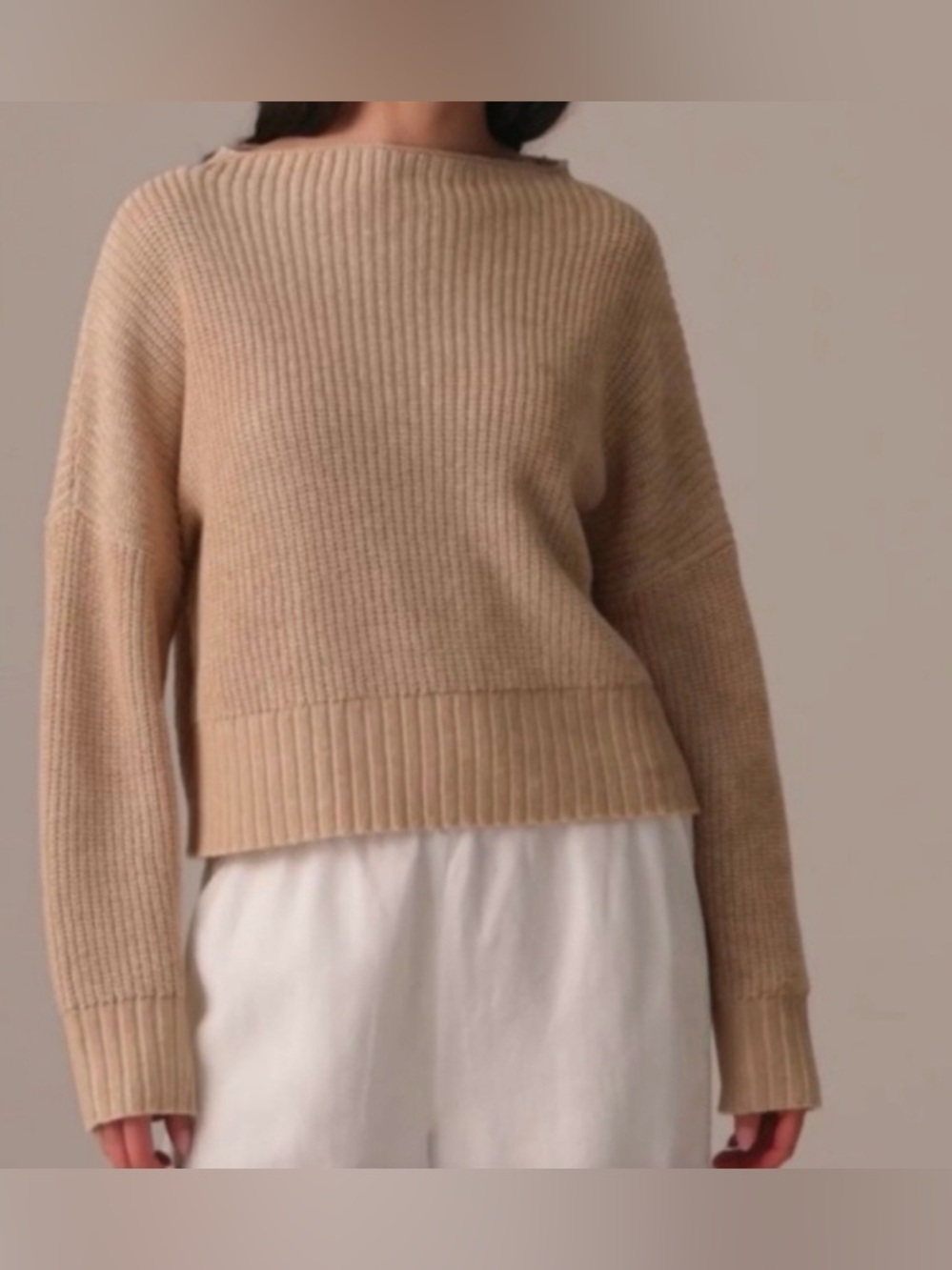 J. Crew Ribbed funnelneck sweater in linen-cotton blend crop size Small - Picture 5 of 8